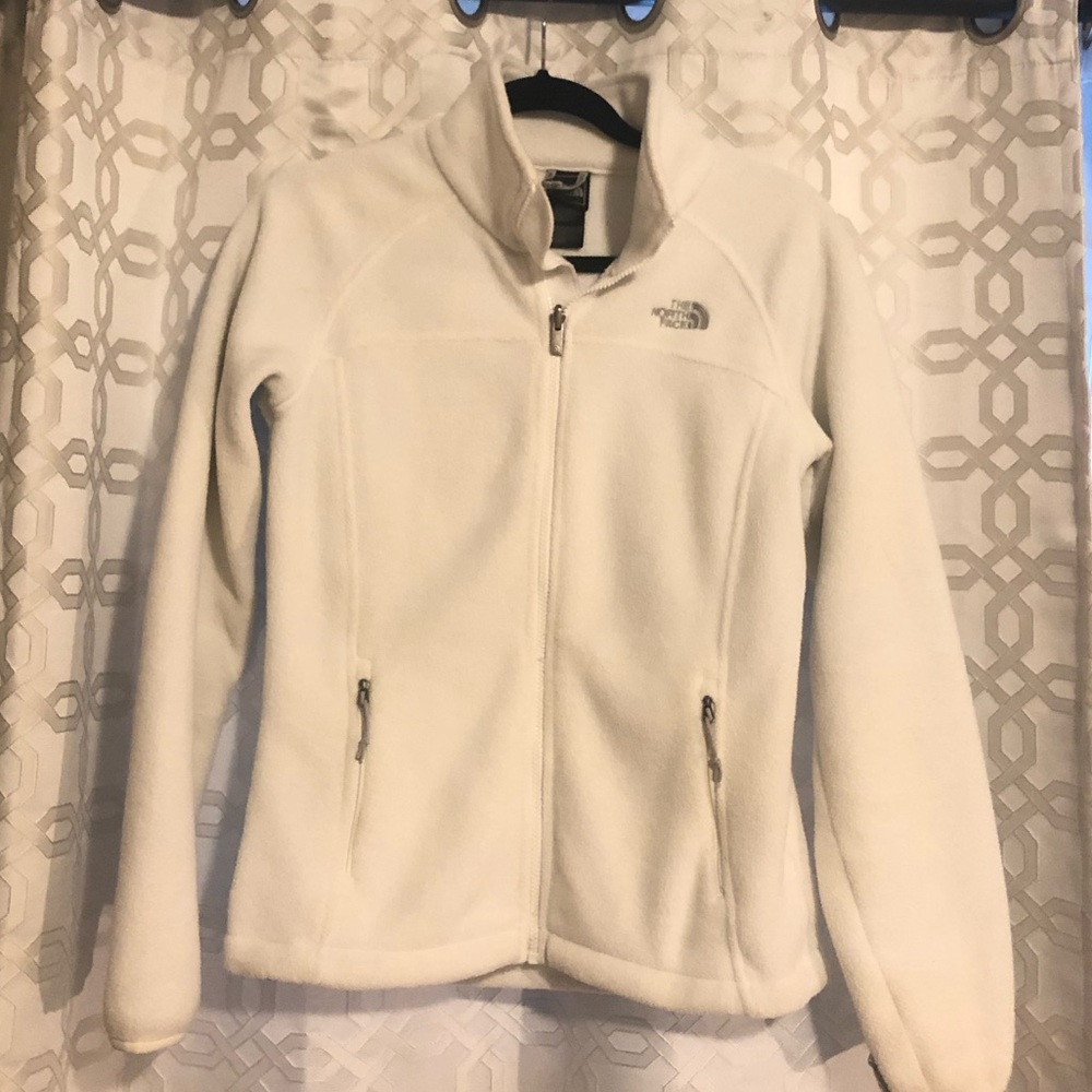 White The North Face Fleece Zip Up Jacket